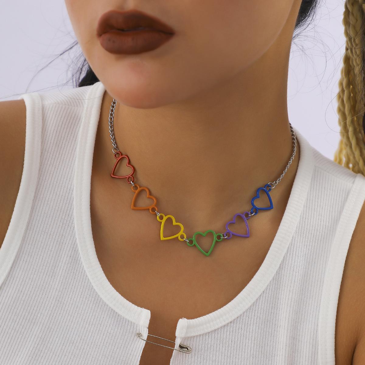 

Аксессуары, набор ожерелье-цепочка из искусственного жемчуга, панк цвет ожерелье с полым кулоном в форме сердца с буквами