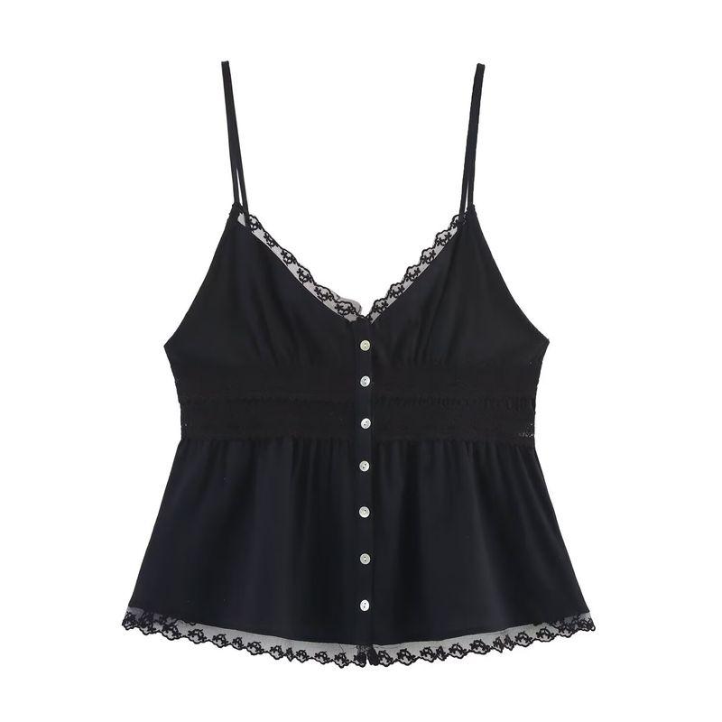 Kaslead New Arrival Women's Clothing Fashion Style Stylish Simple and Versatile Embroider Lace Tops 0881018