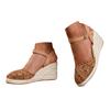 Women'S Wedge Heel Platform Fabric Shoes With Closed Toe Cutout Design Strap Tan Sandals For Women Dressy Sandals For Women Size