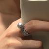 Heavy Industry Micro-Set Zircon Pearl Wide Open Ring Women'S Exquisite Unique Personality Fashion Temperament Ring Ring