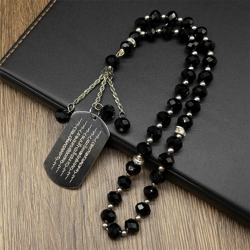 Thailändische Buddhistische Schriftzeichen Anhänger für Auto, Anhänger für Damen Herren Edelstahl Goldfarbe Religion Glaube Kristallkette Schmuck