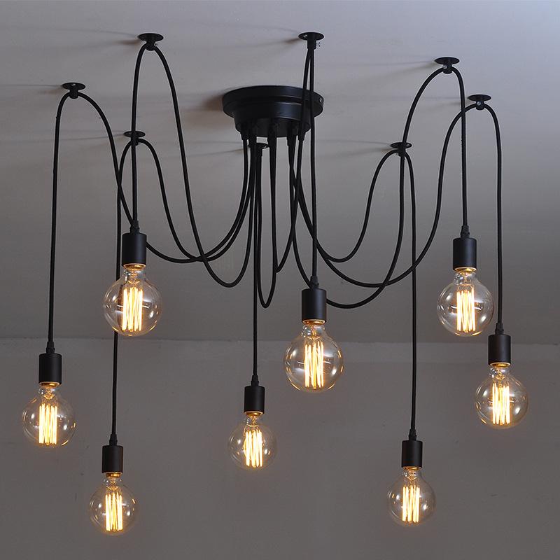 

Retro Industrial Spider Chandelier for Bars, Cafés, Offices, and Stores 3 Heads Without Light Source