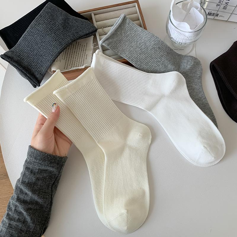 Mid-calf Socks for Women In Autumn and Winter, Rolled-up Socks for Women, Versatile and Loose-fitting Postpartum Socks