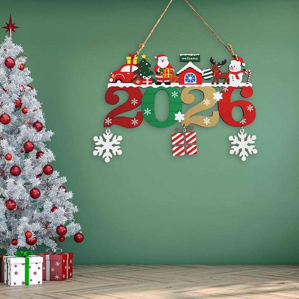 Christmas Decorations 2026 Welcome Doorplate Christmas Tree Wooden