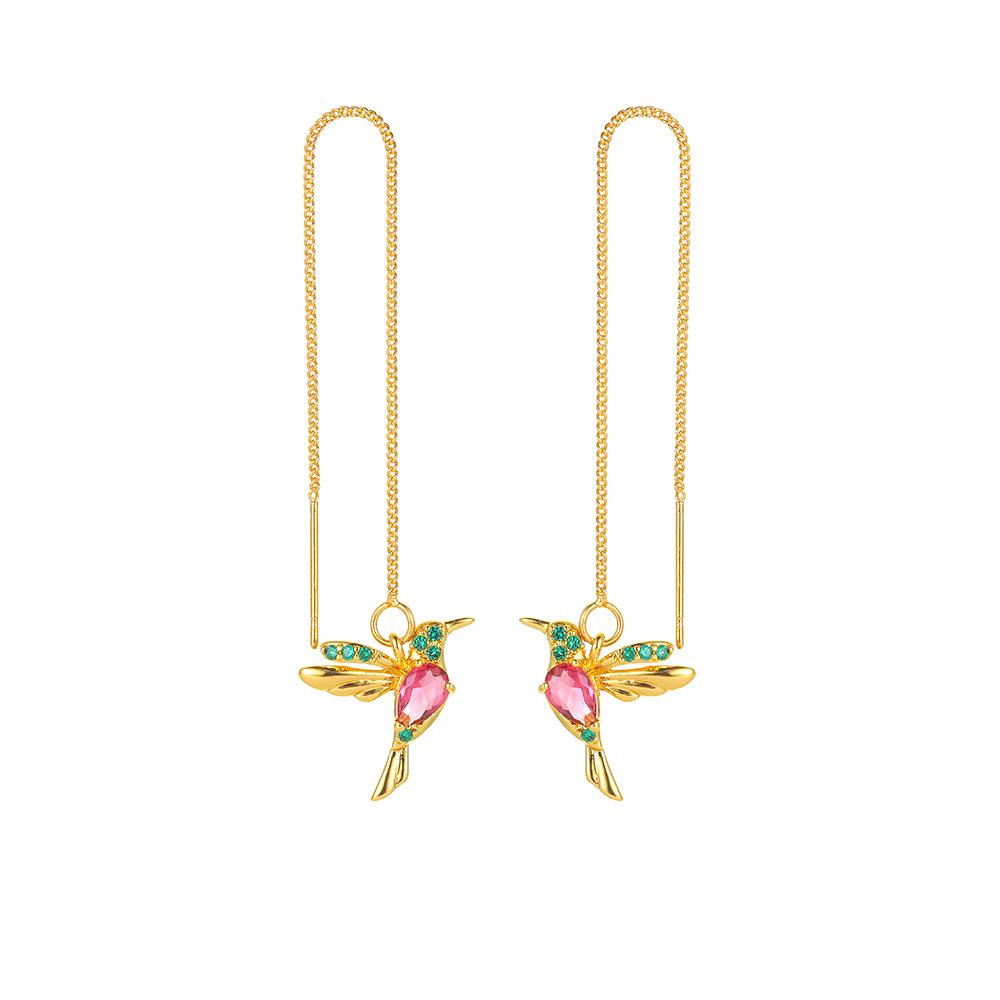 Colored Bird Earline Long Bird Earrings Female Hummingbird Earrings Cute Small Animal Earrings