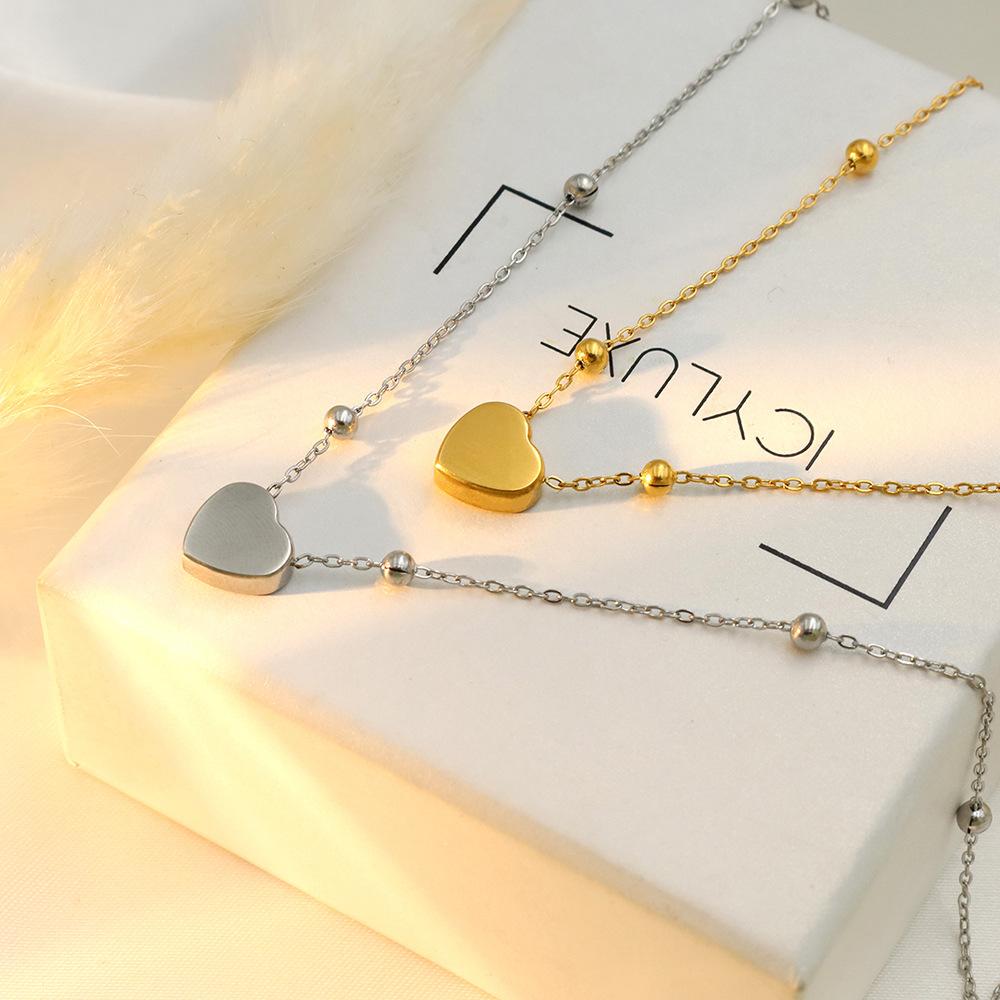 Accessories Fashion Simple Love Titanium Steel Necklace Women'S Niche Design 18K Clavicle Chain Advanced Sense Does Not Fade