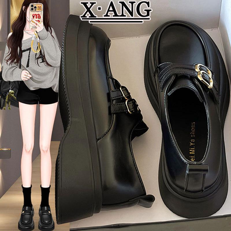 Leather Loafers Women's Shoes 2025 Spring New Small Leather Shoes Platform Mary Jane Shoes One Pedal Jk Single Shoes