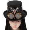 Gothic Industrial Top Hat With Functional Heart Pendant Mechanism And Adjustable Steampunk Eyewear For Cosplay Event