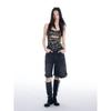 Thelight2024 American Retro Camouflage Middle Hollow-out Halter Strap Camisole Sweet Cool Sexy Female New