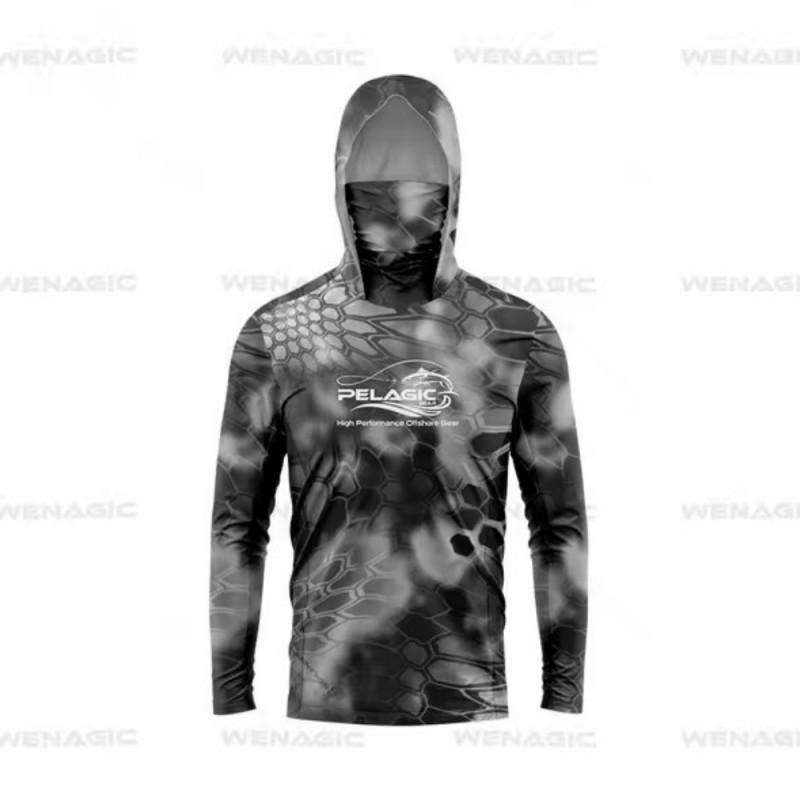 Men's Sunscreen Upf50 + Long-sleeved Camouflage Fishing Wear Anti-UV Mask Hooded