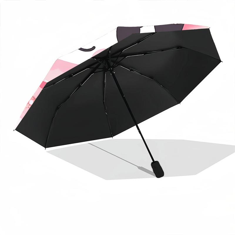 1pc Cute Cartoon Character with Flowers - Automatic Opening Folding Umbrella, Portable Design, 8-Rib Iron Frame, Outdoor, Ideal Gift for Fans, Travele