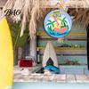Flamingo Palm Leaf Wall Art Summer Wooden Hanging Sign, Beach Style Decor with Hemp Rope, Tropical Sign Indoor Outdoor Theme Decoration for