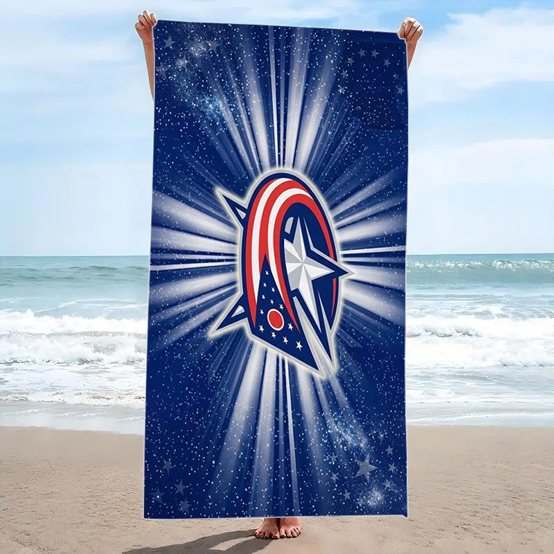 Columbus Blue Jackets Print Beach Towel, Large Soft Quick Dry Towel for Beach Camping Swimming