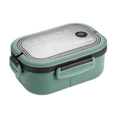 1200ml Buckle Design Airtight Lunch Box Microwave Safe Large Capacity Meal Prep 2 Layers Grids