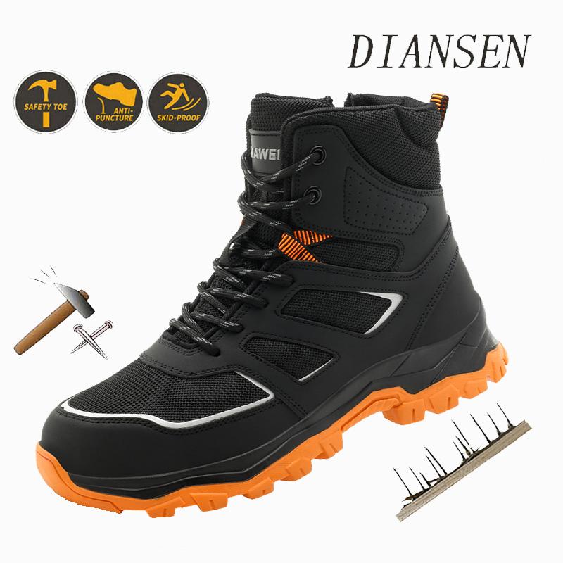 High Top Safety Shoes Steel Toe Boots Non Slip Rubber Sole Breathable Design Indestructible Shoes For Warehouse & Logistics Work