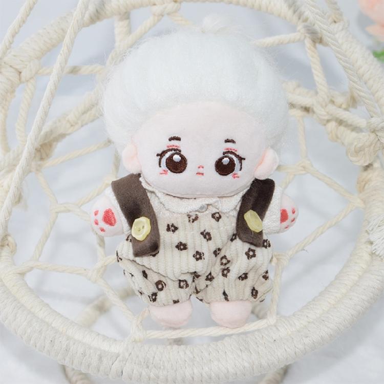 Pretend Play Cotton Doll Costume Fashion Clothes Collection with Top Overalls Garment for 10cm Plush Doll Dressingup
