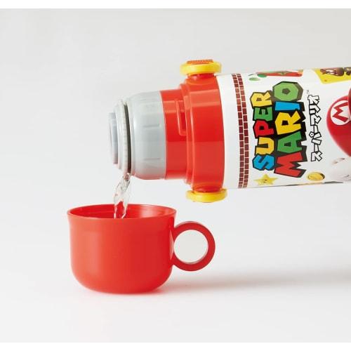 Skater Kids' Stainless Steel Water Bottle, 2-Way Design, 580ml (Direct Drinking) or 570ml (Cup Drinking), Super Mario 23 Design, Kid-Friendly and Ligh