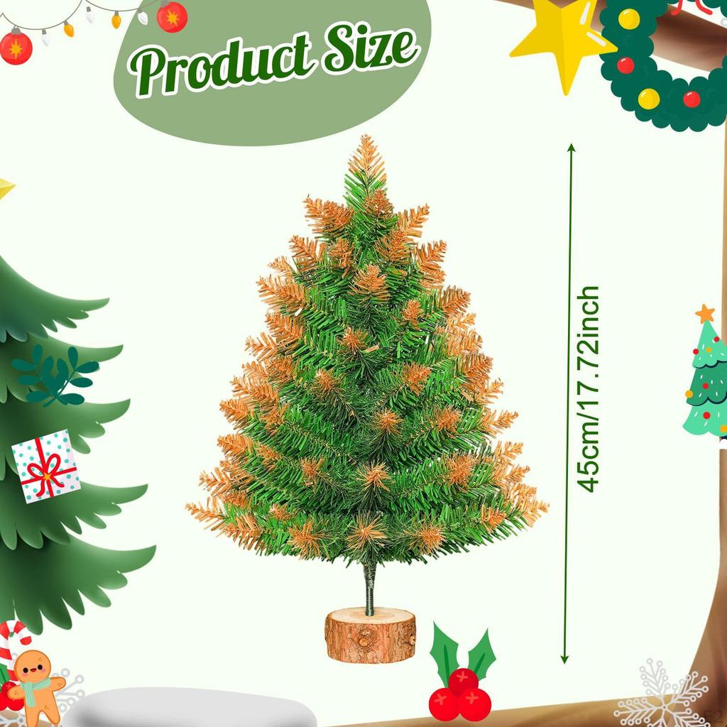 Artificial Mini Christmas Tree Desktop Ornament Decor for Indoor Outdoor Shelf Bar Home