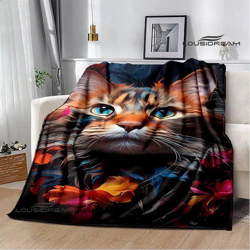 3D Cute Cat Printed Blanket Flannel Warm Blankets Soft and Comfortable Blanket Bed Linings Cubre Cama Birthday Gift