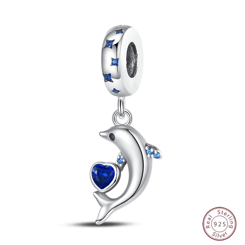 Copper Beaded Pendant Blue Zircon Ocean Penguin Crab Original 3Mm Bracelet Women Fine Jewelry