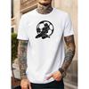 European Size Men'S Summer Loose-Fitting Sports Casual Short-Sleeve T-Shirt with a Silhouette Print of a Football Player