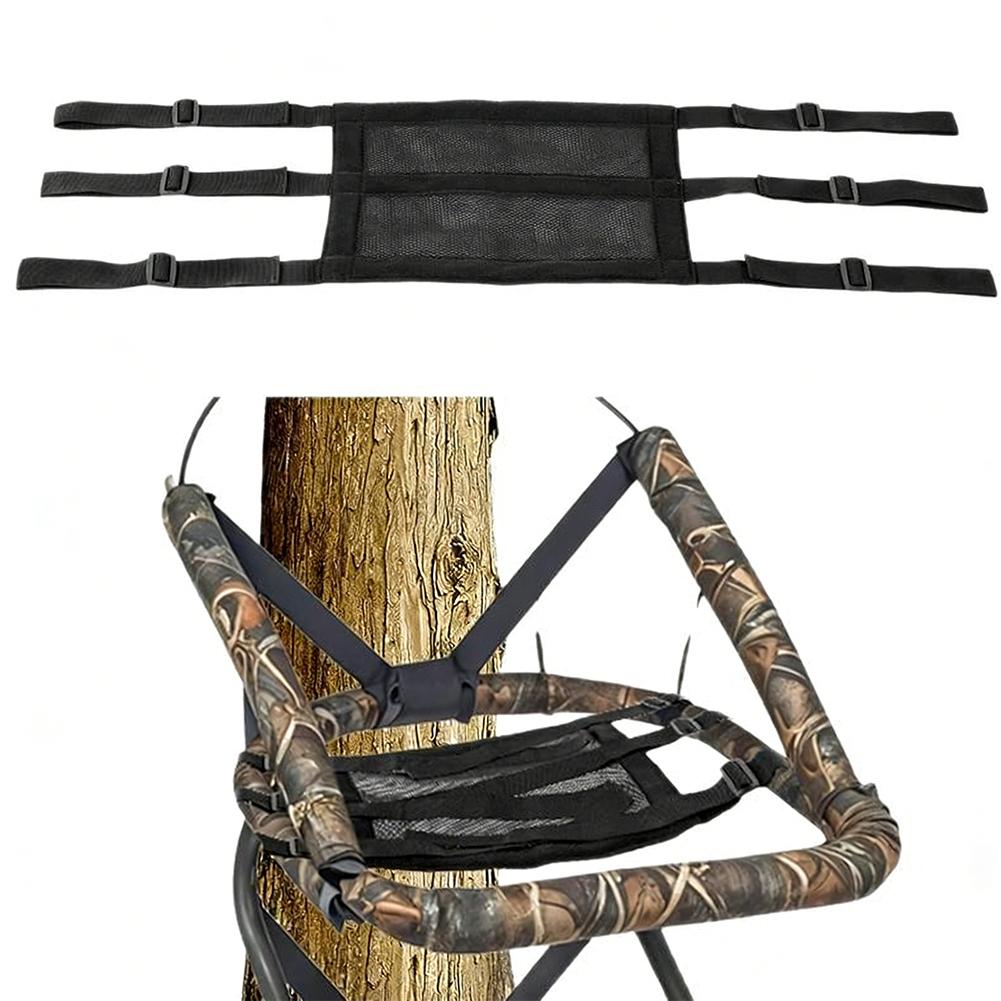 Universal Tree Stand Replacement Seat Adjustable Outdoor Hunting Climbing Seat Lookout Observation Chair Strap Mesh Pad