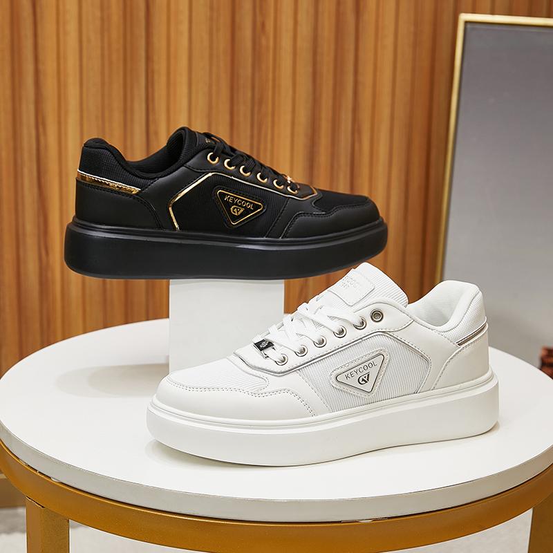 TUINANLE Skateboard Shoes Men Flat Leather Men's Casual Sneakers Comfortable Low-top Sneakers Both Unisex White Black