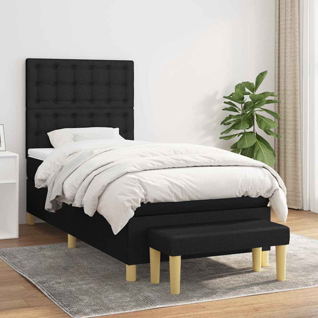 Box Spring Bed with Mattress Black 100 x 200 cm Fabric