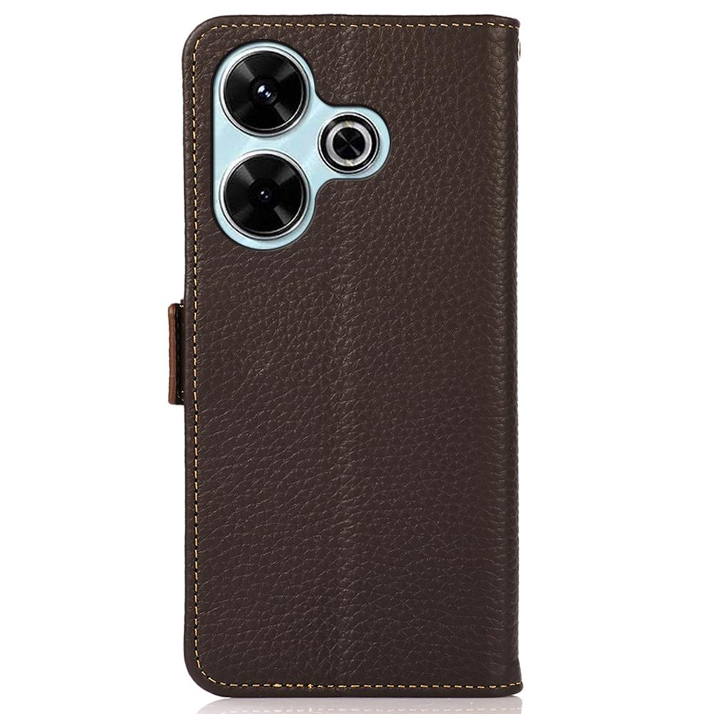 For Xiaomi Redmi 13 5G/13 4G Case RFID Blocking Genuine Cow Leather Flip Phone Cover