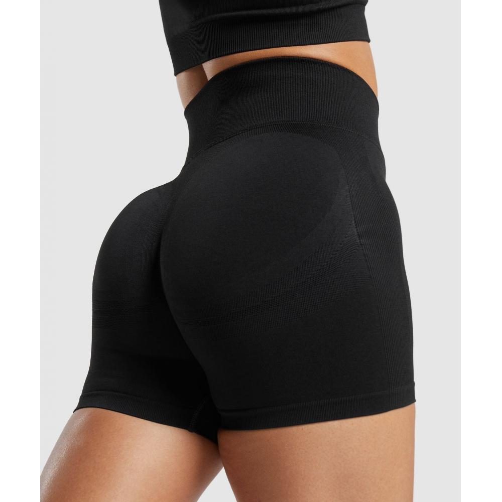 Gymshark Lift Konturovací Bezešvé Šortky Černá Černá Melírovaná B6a8i Bcg7