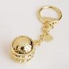 Hot Air Balloon & Hamburger Golden Keychain with Melon Seed Alloy and Sand Gold Ingot