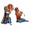 Resin Rajasthani Traditional Musical Couple Decorative Showpiece for Home Decor (Pack of 2, Multicolor)
