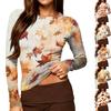 Women's Casual Slim Fit Long Sleeve Polka Dot Neck Blouse