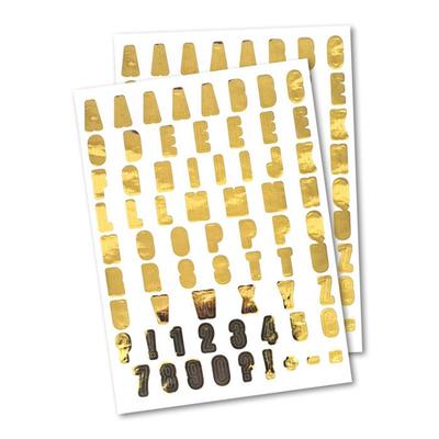 Sticker Alphabet - Metallic - Golden - 134 Pcs - Decorative Objects - Multicolored