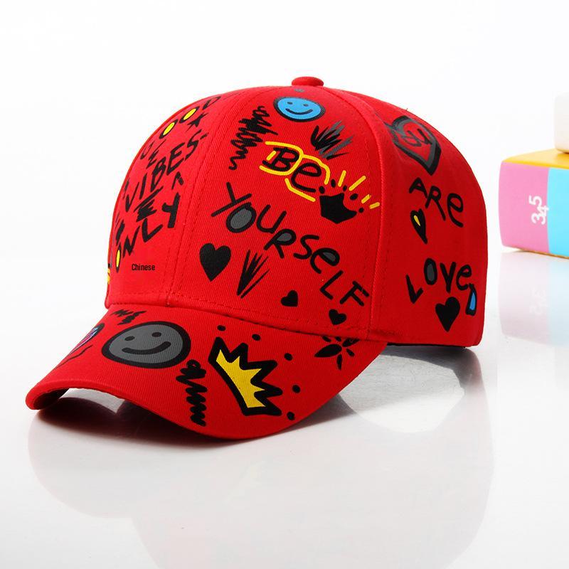

Trendy Graffiti Hip Hop Cap: Parent-Child, Men s Flat Brim, Women s Street Dance, Sun Protection Child красный