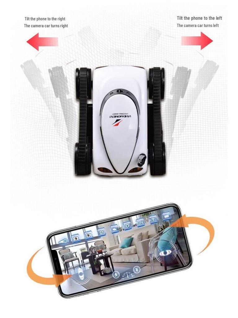 Mașină-tanc cu telecomandă Zhileo cu cameră în timp real și conectivitate WiFi