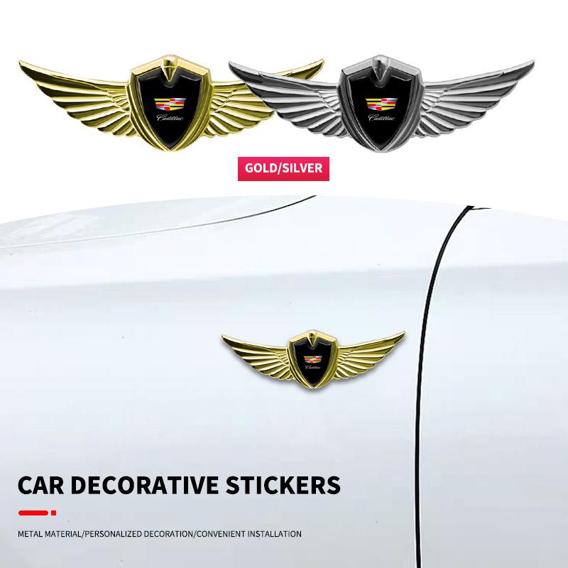 3D Metal Wings Badge Car Side Marker Window Trunk Sticker Decal for Cadillac Seville XT4 CT4 CT5 SLR CTS DTS ATS Escalade