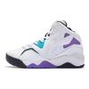 Li Ning Couro Amortecedor Antiderrapante Resistente ao Desgaste Cano Alto Retro Tênis de Basquete Feminino Branco Roxo ABCS066-1