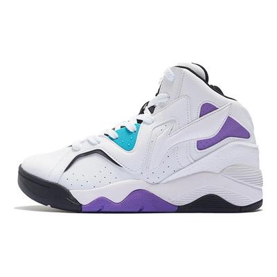 Li Ning Leather Shock Absorbing Non-Slip Wear-Resistant High-Top Retro Basketball Shoes Women Sneakers White Purple ABCS066-1