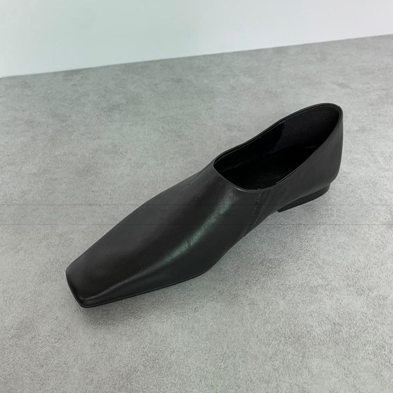 Spring Designer Soft Leather Women Loafer Shoes Elegant Shallow Square Toe Shoes Ladies Slip On Flats Shoes
