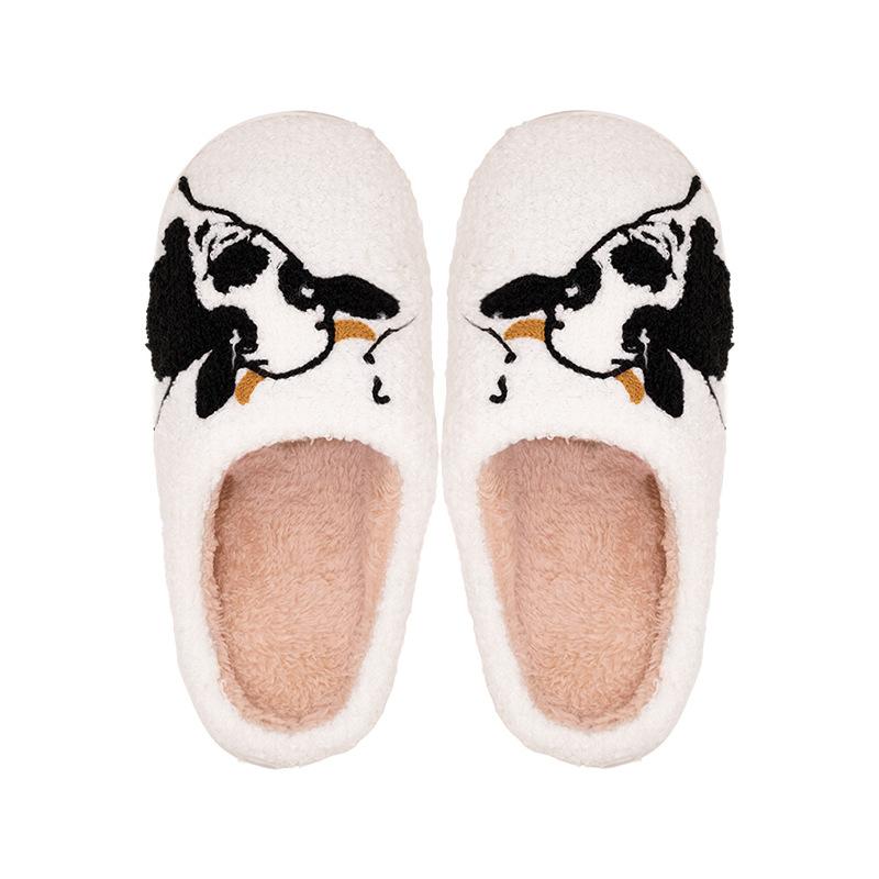 New Calf Version Autumn and Winter Men and Women Couple Cotton Slippers Home Indoor Cute Thick Bottom Cartoon Non-slip Drag
