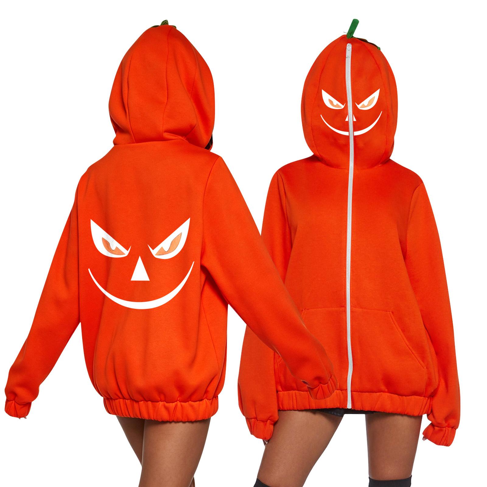 Women s Halloween Pumpkin Print Long Sleeve Sweatshirt Casual Pullover XL