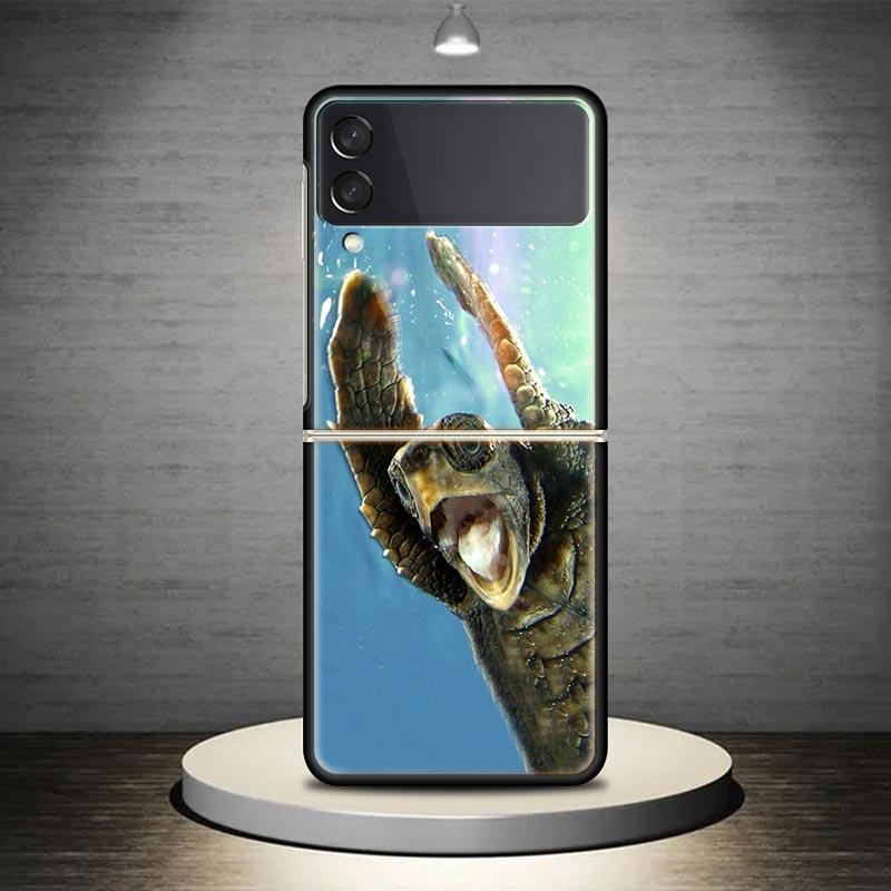 Sea Turtle Aqua Phone Case Cover for Samsung Galaxy Z Flip7 Flip6 Flip 7 6 5 4 3 Flip3 Flip4 Flip5 5G Shockproof Fundas Galaxy Z