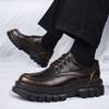 Leather shoes men's autumn new leather business casual shoes men's thick soles increase height, light and non-slip black derby shoes