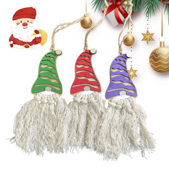 Christmas Gnome Ornaments Handmade Wooden Gnome Xmas Tree Ornaments with Tassels Rustic Farmhouse Hanging Decor for Holiday Tree Home Decor