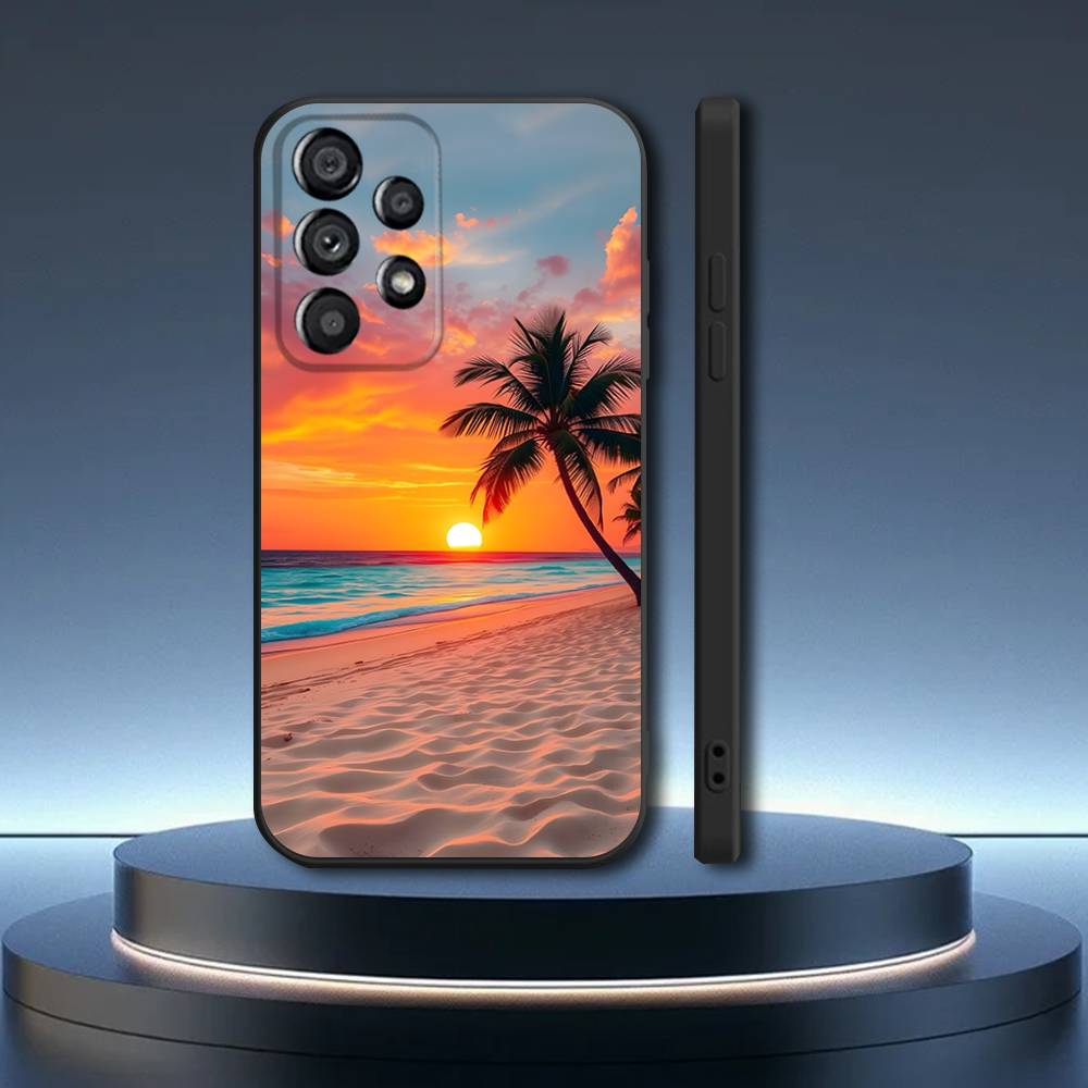 

Sea Tropical Palm Trees Beach Phone Case For Samsung Galaxy A73,31,32,72,41,53,52,71,22,5G,Note,J7,8,9 Soft Black Cover SamsungA53 5G