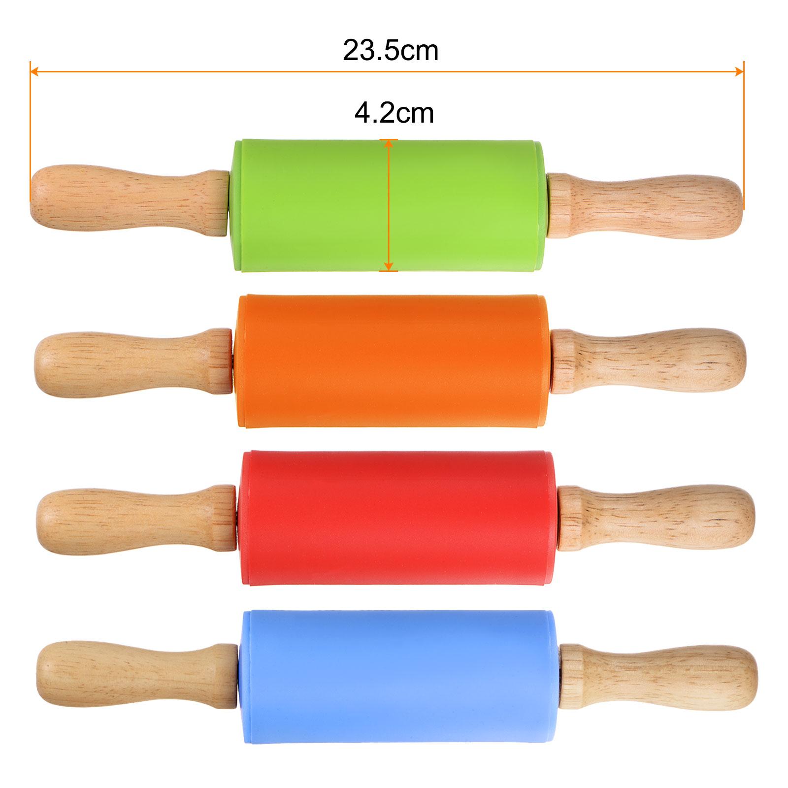

Силиконовые скалки для выпечки 9 дюймов деревянная ручка антипригарная скалка маленькая роликовая скалка зеленый и оранжевый и синий и красный