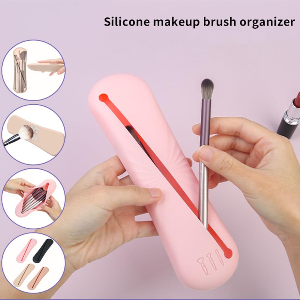 Portable Travel Makeup Brush Bag Silicone Cosmetic Brushes Holder Gift for Women and Girls