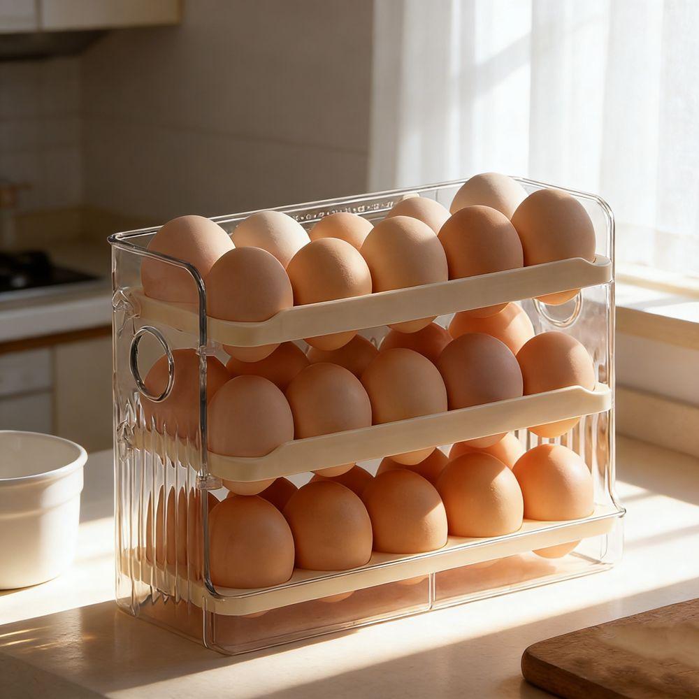 Large Capacity Refrigerator Egg Storage Box Plastic Large Egg Holder Egg Storage Tray  Refrigerator