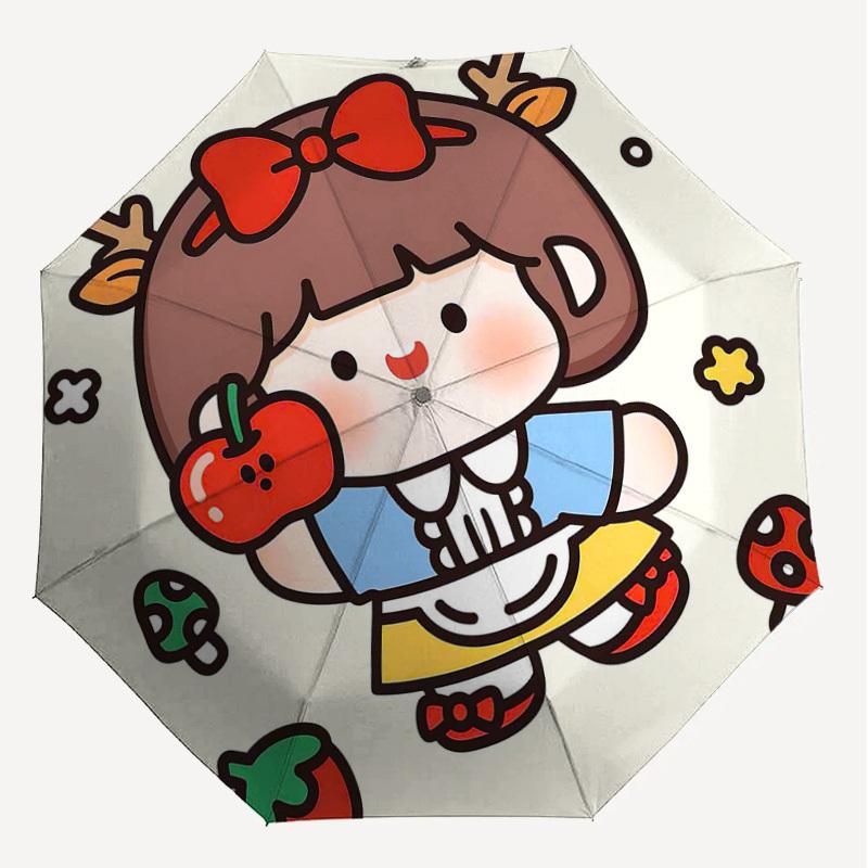 1PC apple mushroom Umbrella-8-Rib Reinforced, Automatic Open, Lightweight & Durable, Cute Fashion Accessory for Outdoor-Y0365